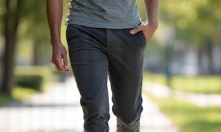 Casual Stretch Pants in charcoal gray