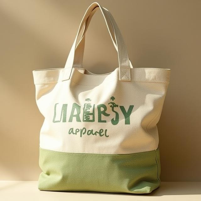 Eco-friendly tote bag made from recycled materials with Liberty Apparel branding